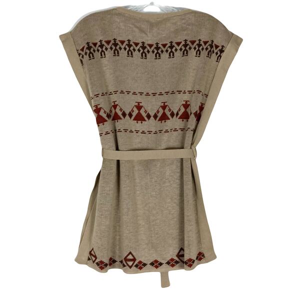 Vintage CAL KNITS Sweater Tunic Vest Cape Poncho M Aztec Western Folk Native - Picture 2 of 12